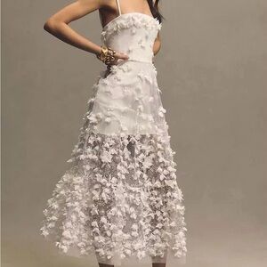 Helsi Audrey Square-Neck Floral Appliqué Sheer Midi Dress